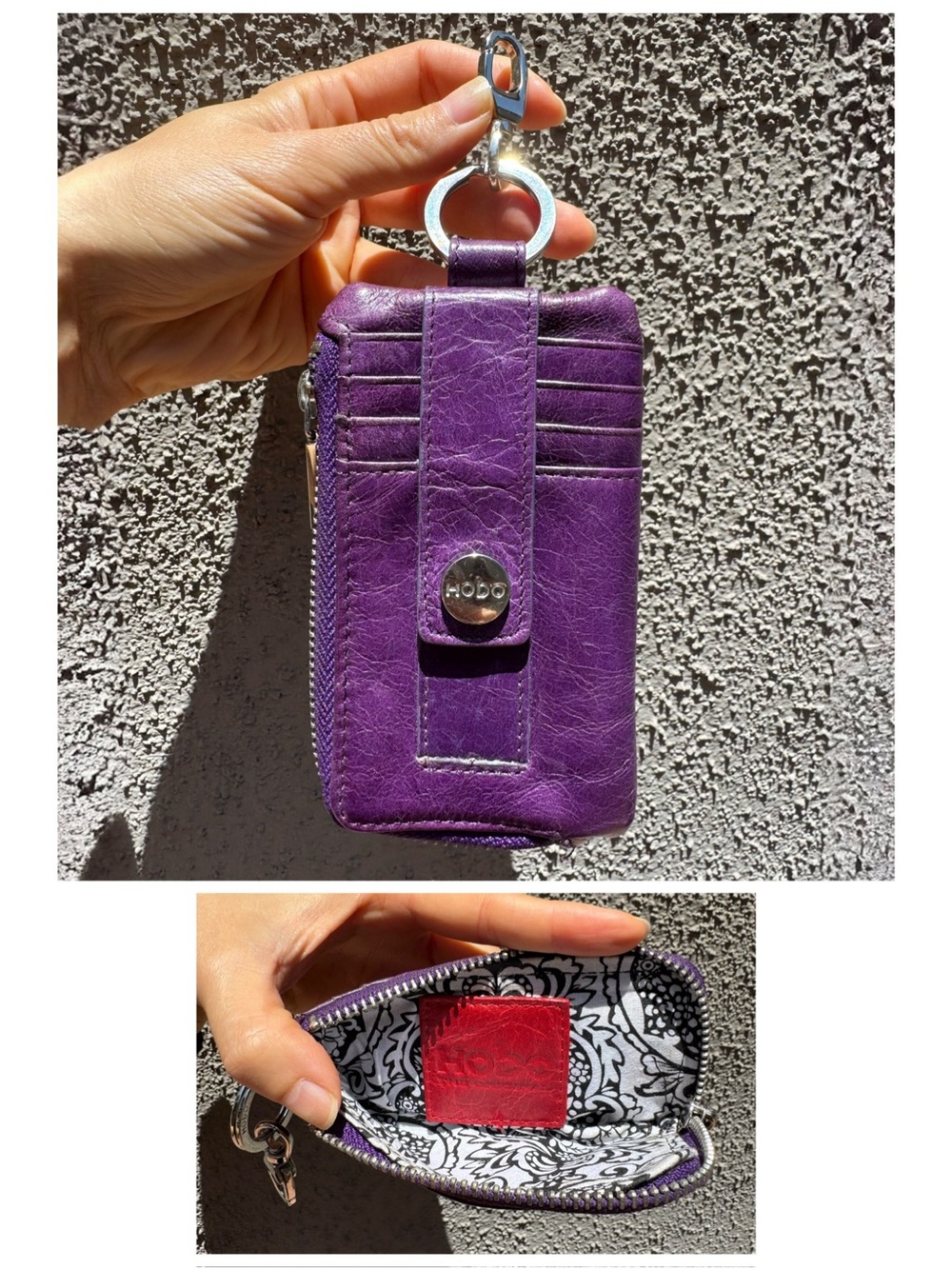 HOBO Purple Leather Clip-On Card Case
